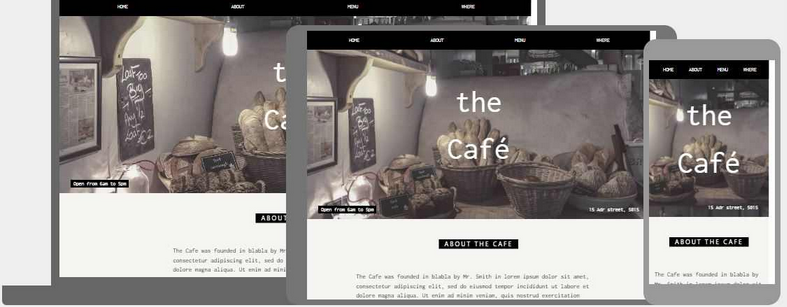 Picture of a website about a cafe